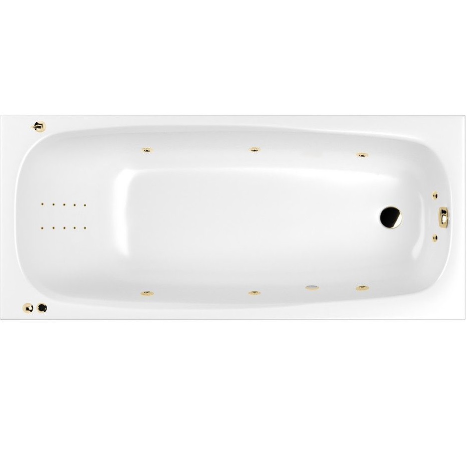 Ванна гидромассажная Whitecross Layla SMART NANO 0102.170075.100.SMARTNANO.GL 170x75 (белый глянцевый, золотой), каркас, слив-перелив